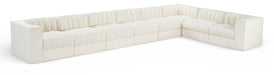 Meridian Furniture - Rummi Cream Velvet Performance Fabric Upholstered 8pc. Sectional - 660Cream-Sec8C - GreatFurnitureDeal