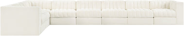 Meridian Furniture - Rummi Cream Velvet Performance Fabric Upholstered 8pc. Sectional - 660Cream-Sec8C - GreatFurnitureDeal