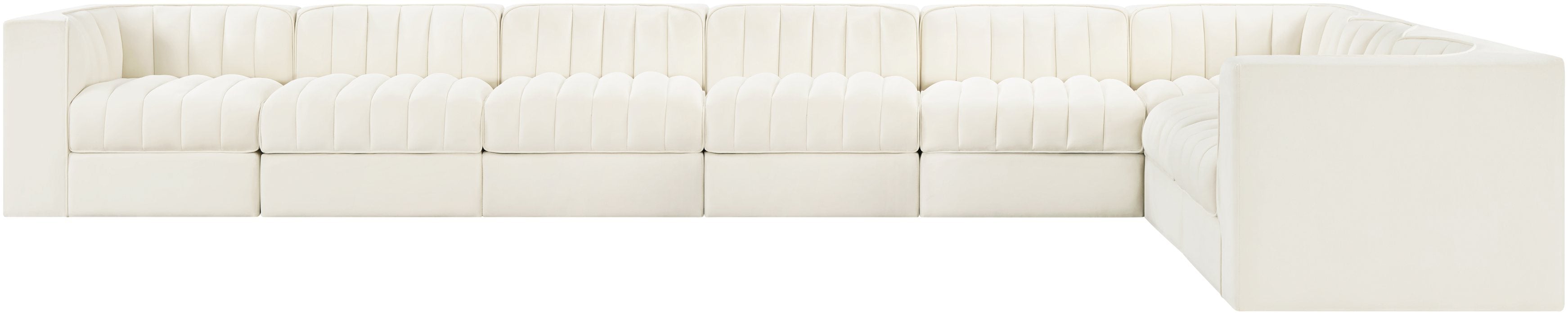 Meridian Furniture - Rummi Cream Velvet Performance Fabric Upholstered 8pc. Sectional - 660Cream-Sec8C - GreatFurnitureDeal