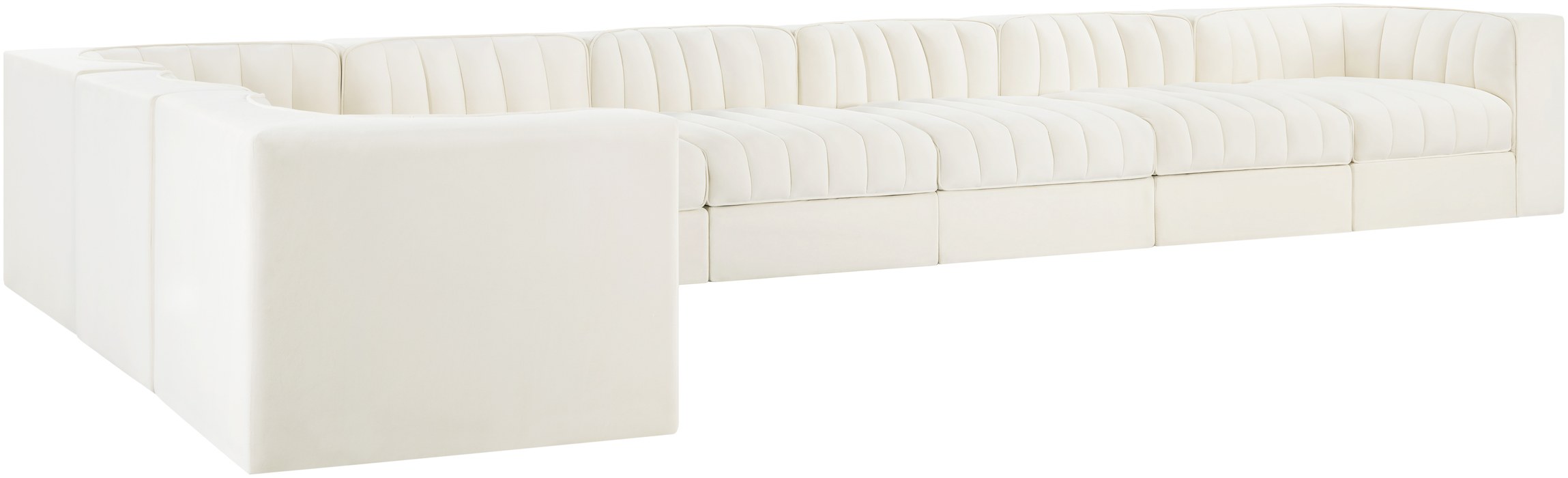 Meridian Furniture - Rummi Cream Velvet Performance Fabric Upholstered 8pc. Sectional - 660Cream-Sec8C - GreatFurnitureDeal