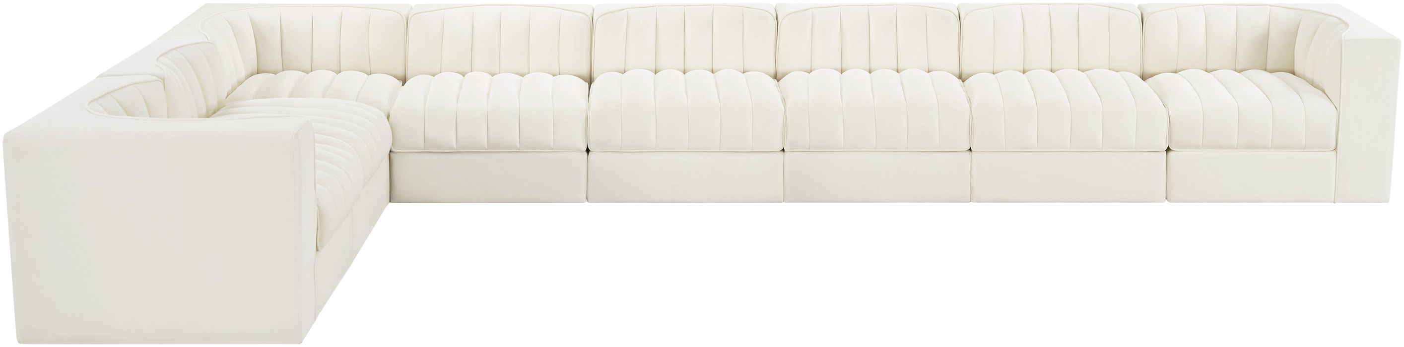 Meridian Furniture - Rummi Cream Velvet Performance Fabric Upholstered 8pc. Sectional - 660Cream-Sec8C - GreatFurnitureDeal
