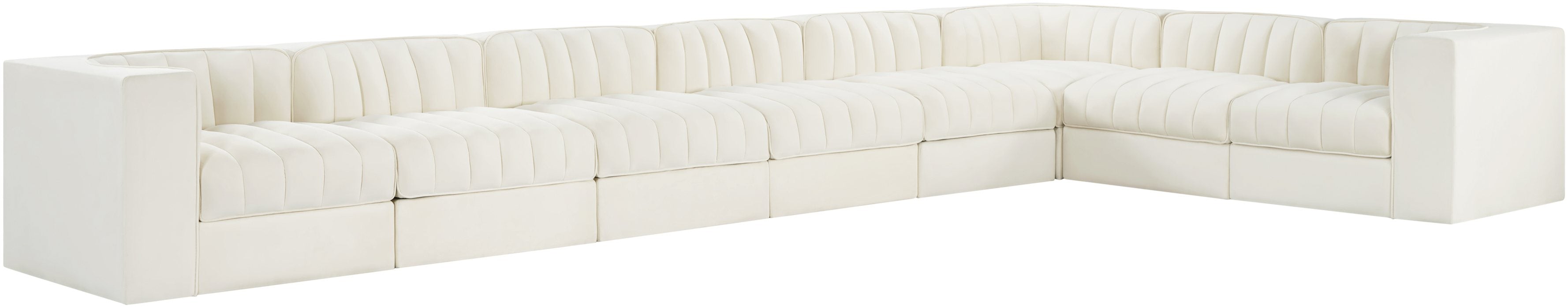 Meridian Furniture - Rummi Cream Velvet Performance Fabric Upholstered 8pc. Sectional - 660Cream-Sec8C - GreatFurnitureDeal
