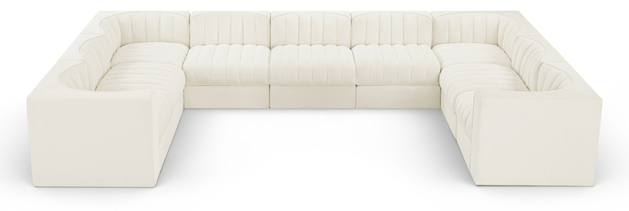 Meridian Furniture - Rummi Cream Velvet Performance Fabric Upholstered 9pc. Sectional - 660Cream-Sec9B - GreatFurnitureDeal