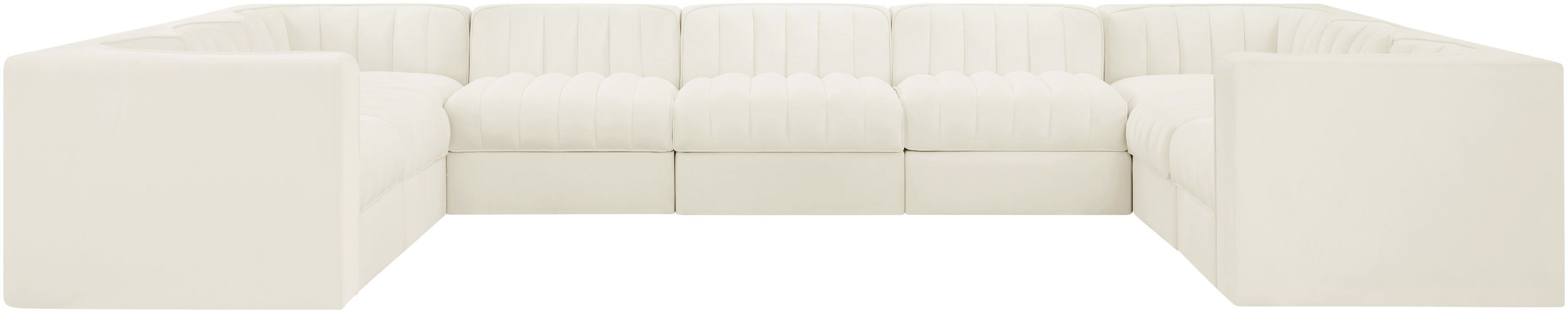 Meridian Furniture - Rummi Cream Velvet Performance Fabric Upholstered 9pc. Sectional - 660Cream-Sec9B - GreatFurnitureDeal