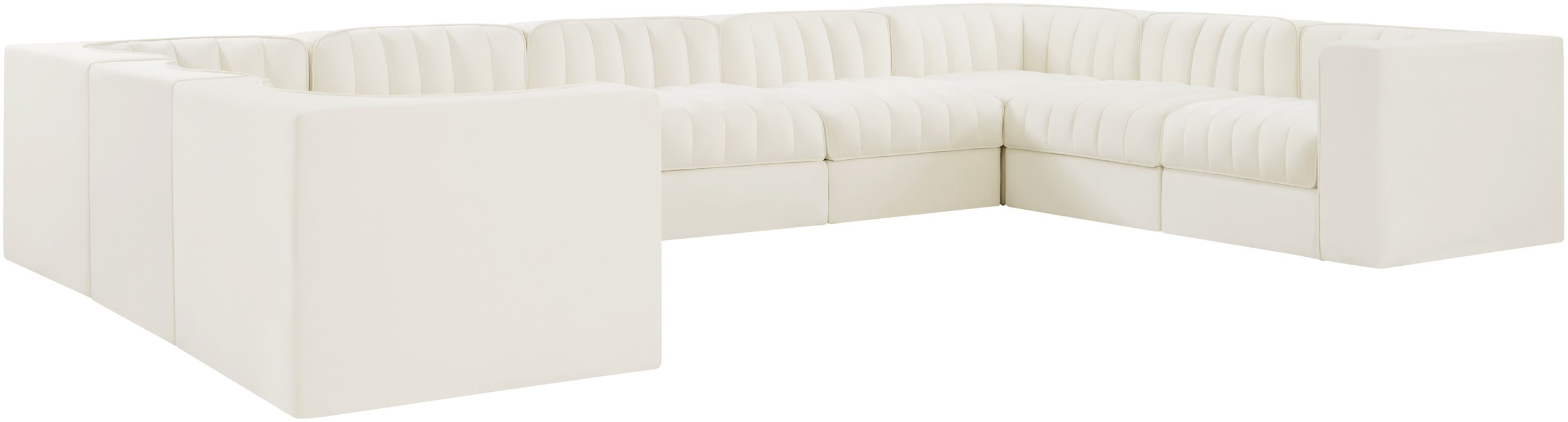 Meridian Furniture - Rummi Cream Velvet Performance Fabric Upholstered 9pc. Sectional - 660Cream-Sec9B - GreatFurnitureDeal
