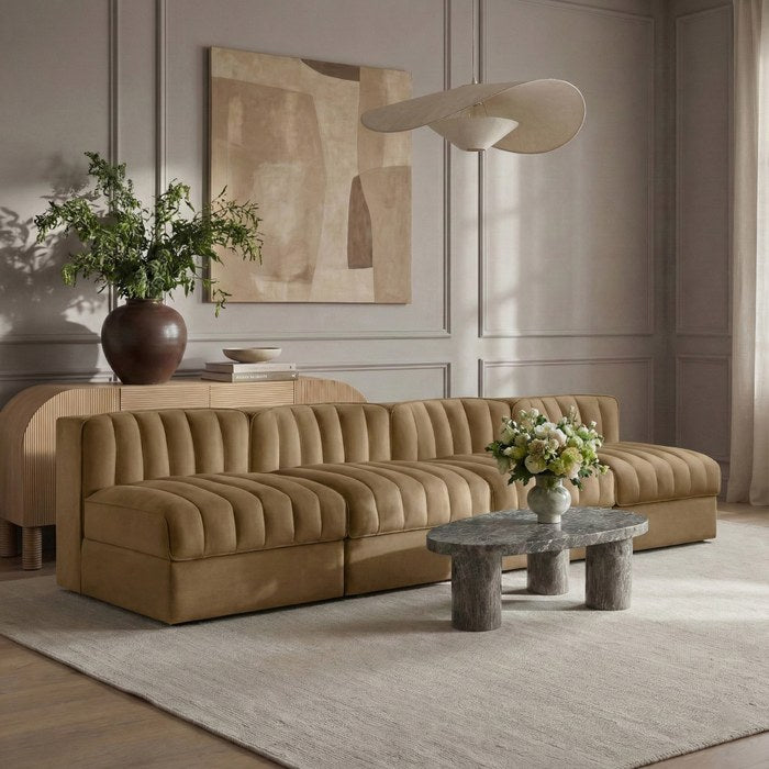 Meridian Furniture - Rummi Saddle Velvet Performance Fabric Upholstered 4pc. Sofa - 660Saddle-S116 - GreatFurnitureDeal