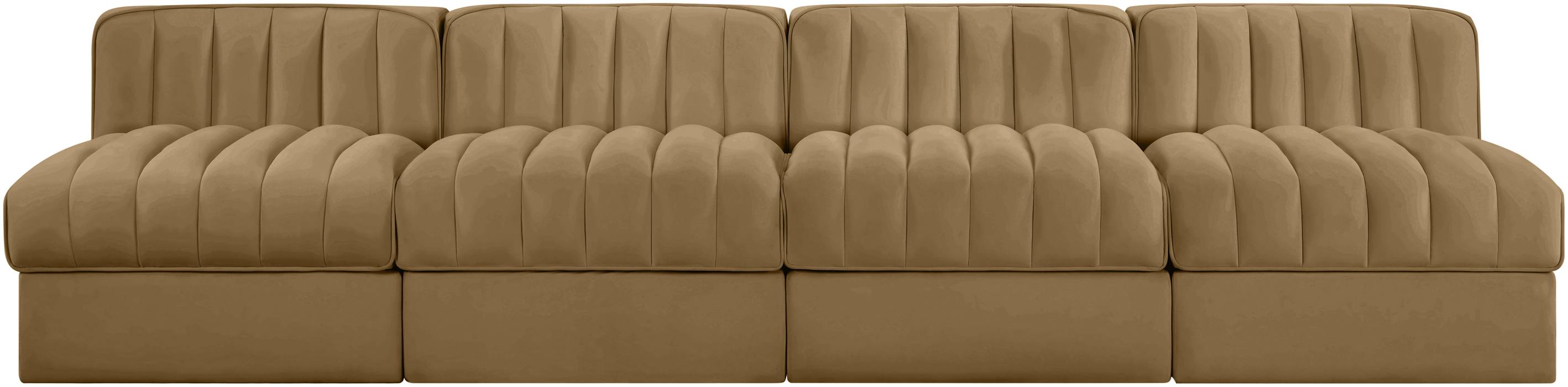 Meridian Furniture - Rummi Saddle Velvet Performance Fabric Upholstered 4pc. Sofa - 660Saddle-S116 - GreatFurnitureDeal