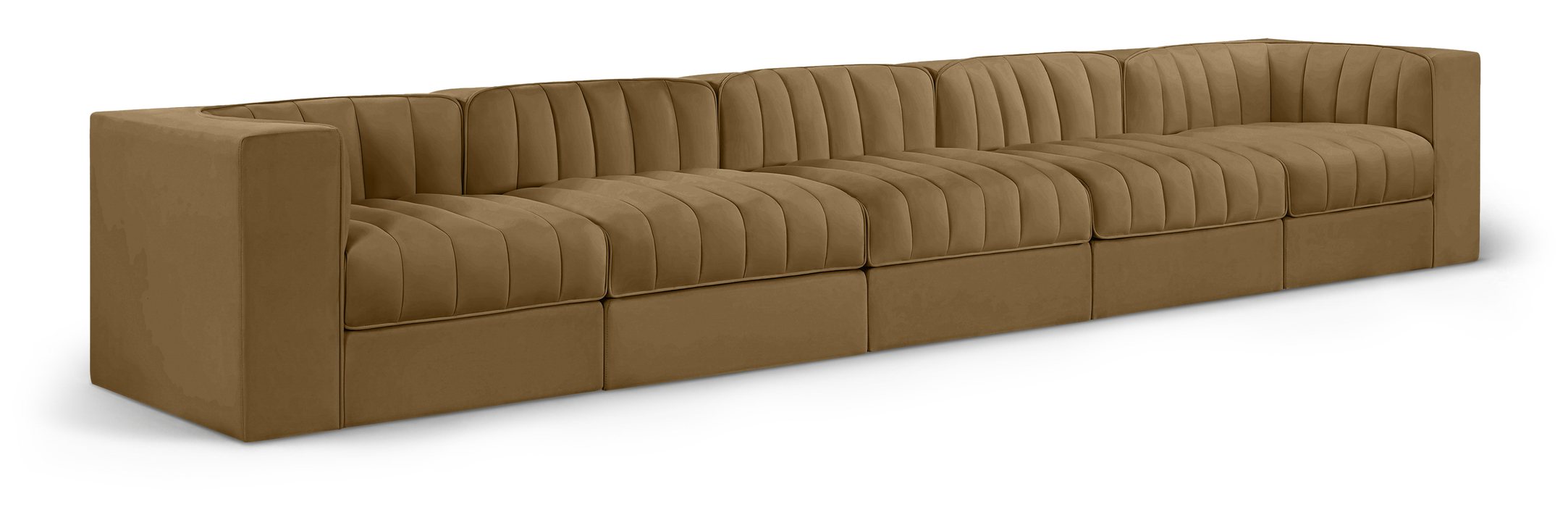 Meridian Furniture - Rummi Saddle Velvet Performance Fabric Upholstered 5pc. Sofa - 660Saddle-S155 - GreatFurnitureDeal