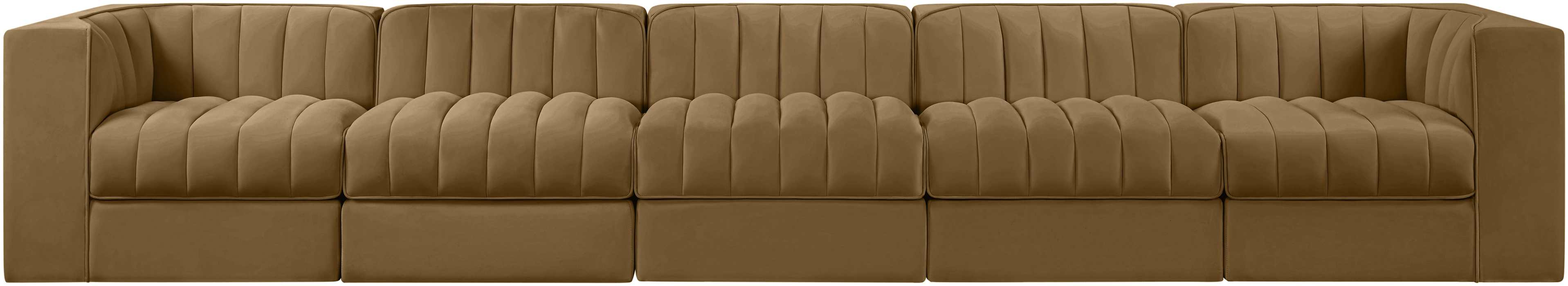 Meridian Furniture - Rummi Saddle Velvet Performance Fabric Upholstered 5pc. Sofa - 660Saddle-S155 - GreatFurnitureDeal