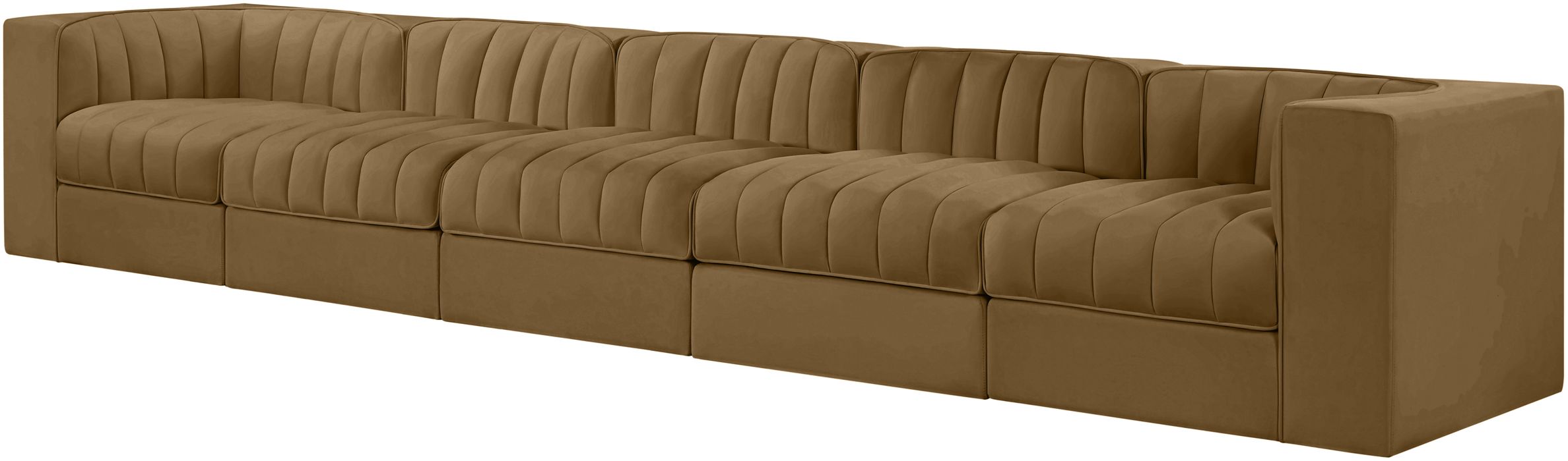 Meridian Furniture - Rummi Saddle Velvet Performance Fabric Upholstered 5pc. Sofa - 660Saddle-S155 - GreatFurnitureDeal