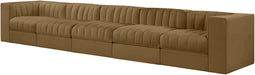 Meridian Furniture - Rummi Saddle Velvet Performance Fabric Upholstered 5pc. Sofa - 660Saddle-S155 - GreatFurnitureDeal