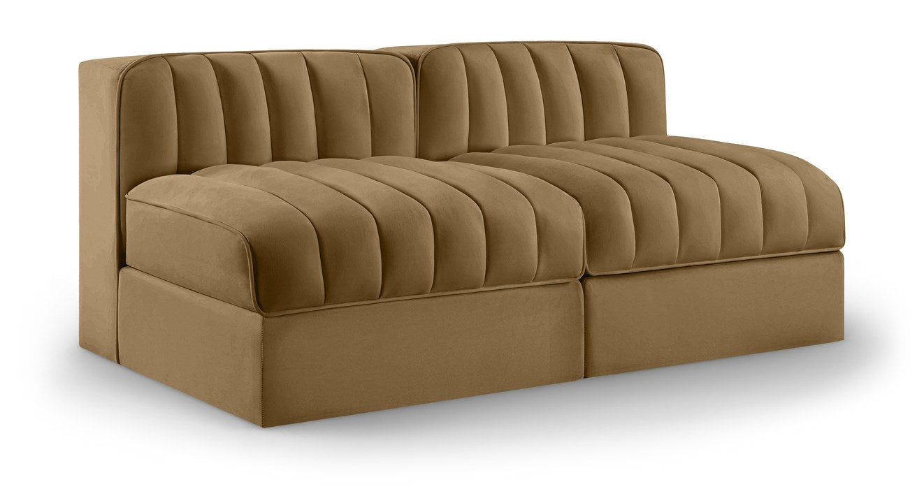 Meridian Furniture - Rummi Saddle Velvet Performance Fabric Upholstered 2pc. Loveseat - 660Saddle-S58 - GreatFurnitureDeal