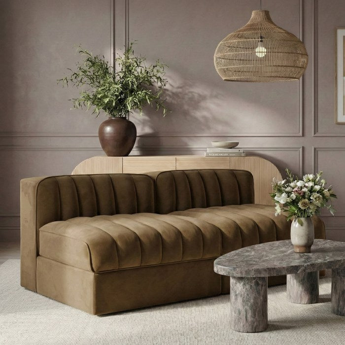 Meridian Furniture - Rummi Saddle Velvet Performance Fabric Upholstered 2pc. Loveseat - 660Saddle-S58 - GreatFurnitureDeal