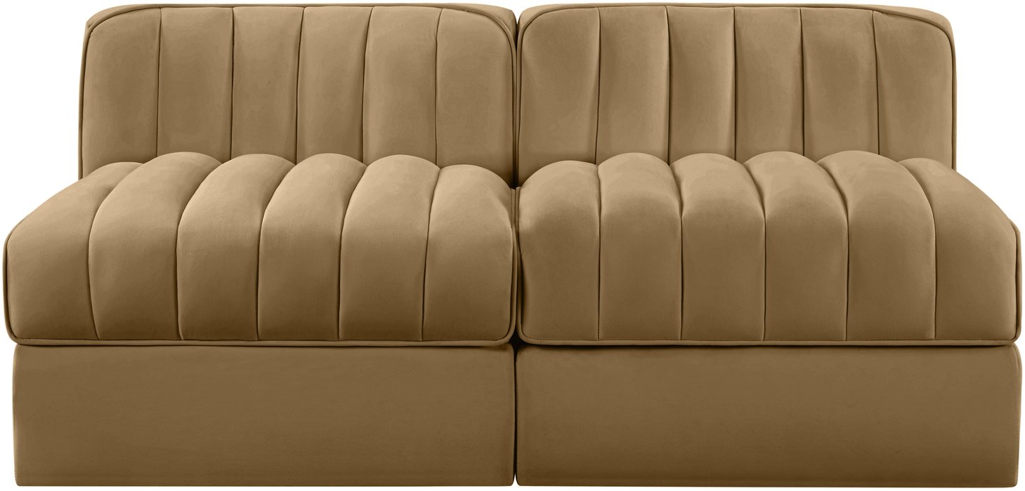 Meridian Furniture - Rummi Saddle Velvet Performance Fabric Upholstered 2pc. Loveseat - 660Saddle-S58 - GreatFurnitureDeal