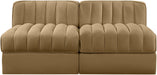 Meridian Furniture - Rummi Saddle Velvet Performance Fabric Upholstered 2pc. Loveseat - 660Saddle-S58 - GreatFurnitureDeal