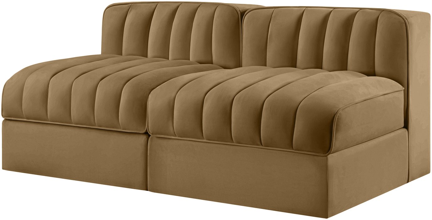 Meridian Furniture - Rummi Saddle Velvet Performance Fabric Upholstered 2pc. Loveseat - 660Saddle-S58 - GreatFurnitureDeal