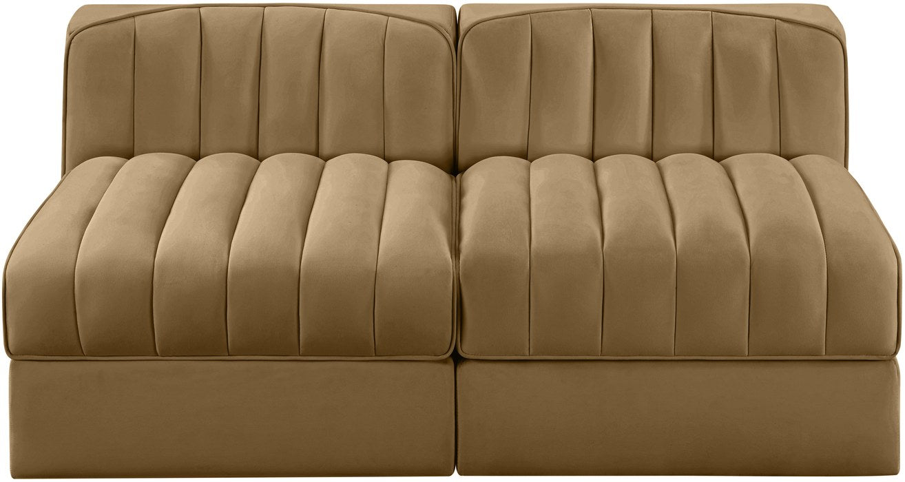 Meridian Furniture - Rummi Saddle Velvet Performance Fabric Upholstered 2pc. Loveseat - 660Saddle-S58 - GreatFurnitureDeal