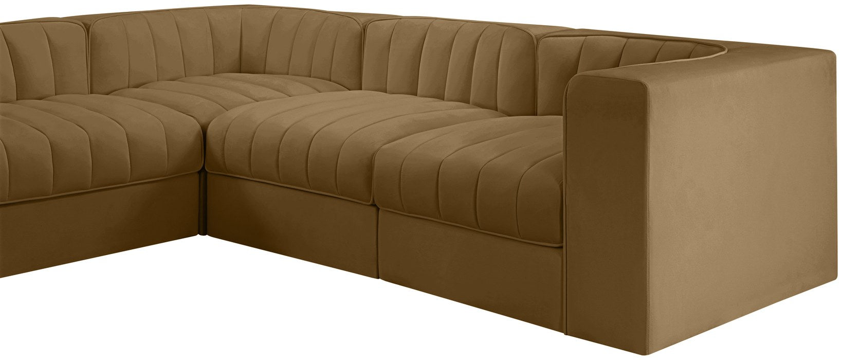 Meridian Furniture - Rummi Saddle Velvet Performance Fabric Upholstered 10pc. Sectional - 660Saddle-Sec10A - GreatFurnitureDeal