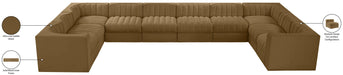 Meridian Furniture - Rummi Saddle Velvet Performance Fabric Upholstered 10pc. Sectional - 660Saddle-Sec10A - GreatFurnitureDeal