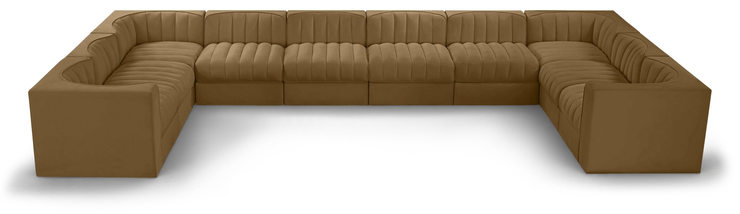 Meridian Furniture - Rummi Saddle Velvet Performance Fabric Upholstered 10pc. Sectional - 660Saddle-Sec10A - GreatFurnitureDeal