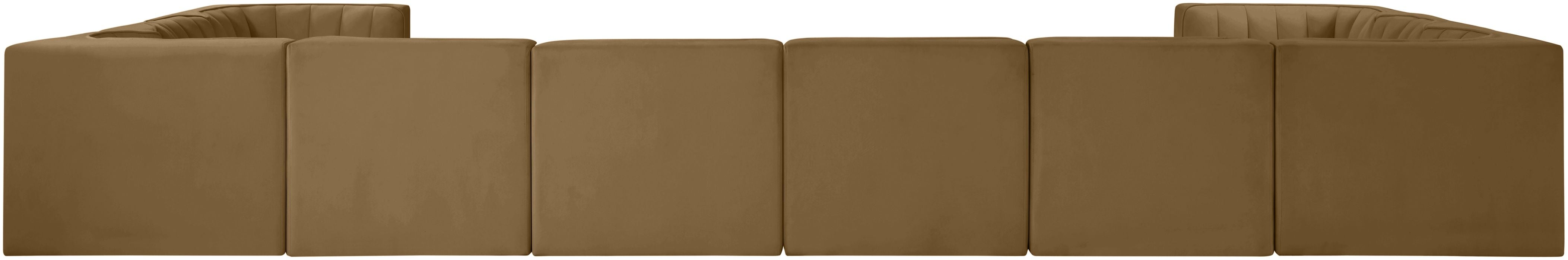 Meridian Furniture - Rummi Saddle Velvet Performance Fabric Upholstered 10pc. Sectional - 660Saddle-Sec10A - GreatFurnitureDeal