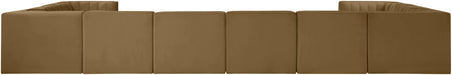 Meridian Furniture - Rummi Saddle Velvet Performance Fabric Upholstered 10pc. Sectional - 660Saddle-Sec10A - GreatFurnitureDeal