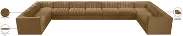 Meridian Furniture - Rummi Saddle Velvet Performance Fabric Upholstered 11pc. Sectional - 660Saddle-Sec11A - GreatFurnitureDeal