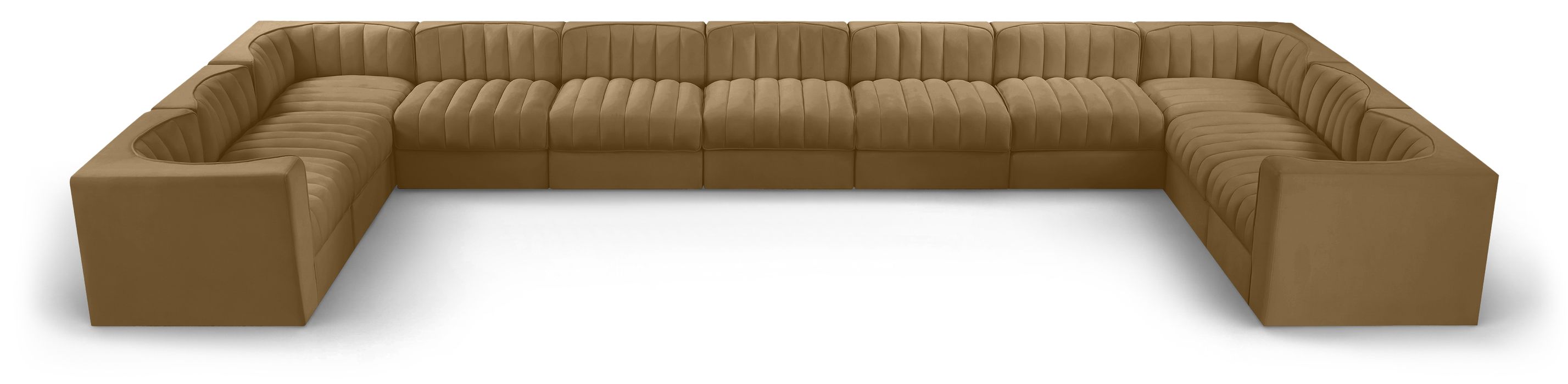 Meridian Furniture - Rummi Saddle Velvet Performance Fabric Upholstered 11pc. Sectional - 660Saddle-Sec11A - GreatFurnitureDeal