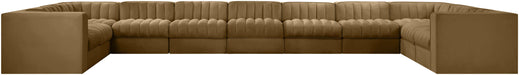 Meridian Furniture - Rummi Saddle Velvet Performance Fabric Upholstered 11pc. Sectional - 660Saddle-Sec11A - GreatFurnitureDeal