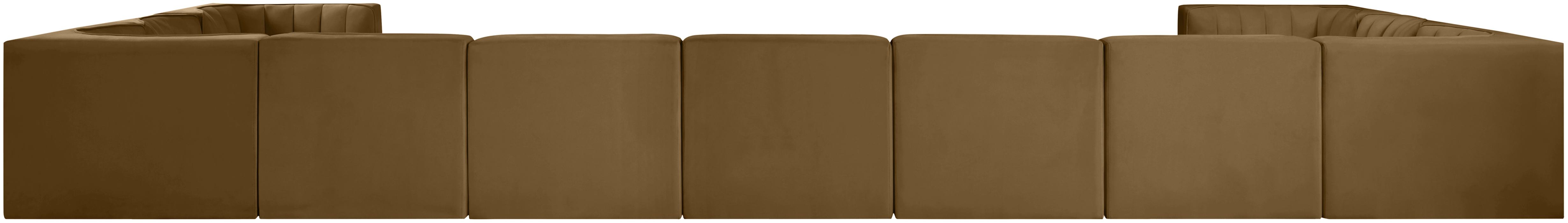 Meridian Furniture - Rummi Saddle Velvet Performance Fabric Upholstered 11pc. Sectional - 660Saddle-Sec11A - GreatFurnitureDeal