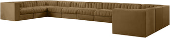 Meridian Furniture - Rummi Saddle Velvet Performance Fabric Upholstered 11pc. Sectional - 660Saddle-Sec11A - GreatFurnitureDeal