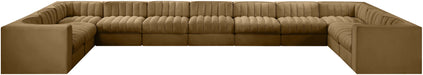 Meridian Furniture - Rummi Saddle Velvet Performance Fabric Upholstered 11pc. Sectional - 660Saddle-Sec11A - GreatFurnitureDeal