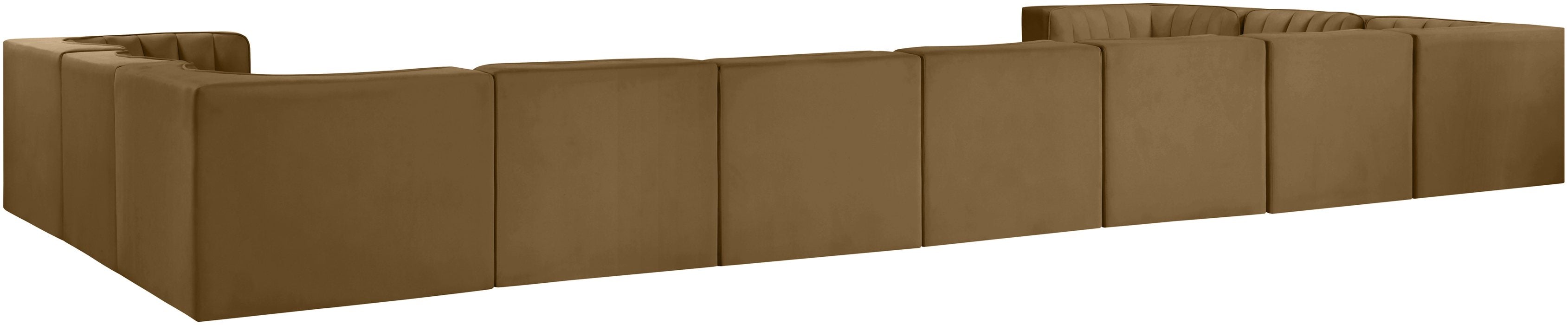 Meridian Furniture - Rummi Saddle Velvet Performance Fabric Upholstered 11pc. Sectional - 660Saddle-Sec11A - GreatFurnitureDeal