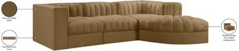 Meridian Furniture - Rummi Saddle Velvet Performance Fabric Upholstered 4pc. Sectional - 660Saddle-Sec4C - GreatFurnitureDeal