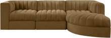 Meridian Furniture - Rummi Saddle Velvet Performance Fabric Upholstered 4pc. Sectional - 660Saddle-Sec4C - GreatFurnitureDeal