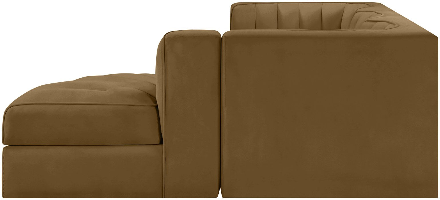 Meridian Furniture - Rummi Saddle Velvet Performance Fabric Upholstered 4pc. Sectional - 660Saddle-Sec4C - GreatFurnitureDeal