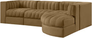 Meridian Furniture - Rummi Saddle Velvet Performance Fabric Upholstered 4pc. Sectional - 660Saddle-Sec4C - GreatFurnitureDeal