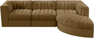 Meridian Furniture - Rummi Saddle Velvet Performance Fabric Upholstered 4pc. Sectional - 660Saddle-Sec4C - GreatFurnitureDeal