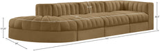 Meridian Furniture - Rummi Saddle Velvet Performance Fabric Upholstered 4pc. Sectional - 660Saddle-Sec4D - GreatFurnitureDeal
