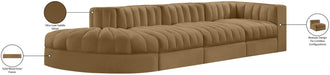 Meridian Furniture - Rummi Saddle Velvet Performance Fabric Upholstered 4pc. Sectional - 660Saddle-Sec4D - GreatFurnitureDeal