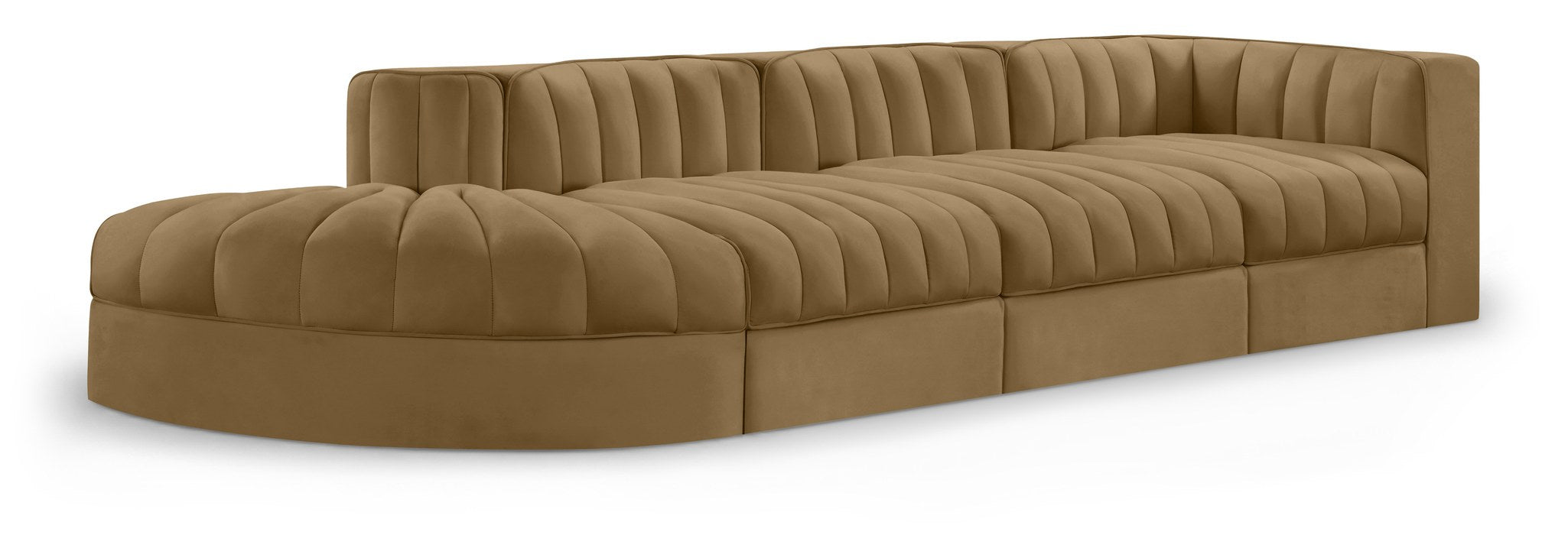 Meridian Furniture - Rummi Saddle Velvet Performance Fabric Upholstered 4pc. Sectional - 660Saddle-Sec4D - GreatFurnitureDeal