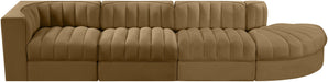 Meridian Furniture - Rummi Saddle Velvet Performance Fabric Upholstered 4pc. Sectional - 660Saddle-Sec4D - GreatFurnitureDeal
