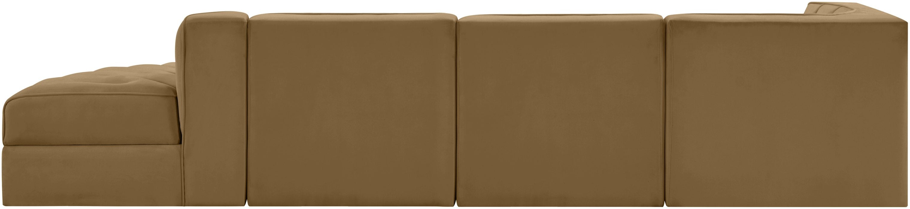 Meridian Furniture - Rummi Saddle Velvet Performance Fabric Upholstered 4pc. Sectional - 660Saddle-Sec4D - GreatFurnitureDeal