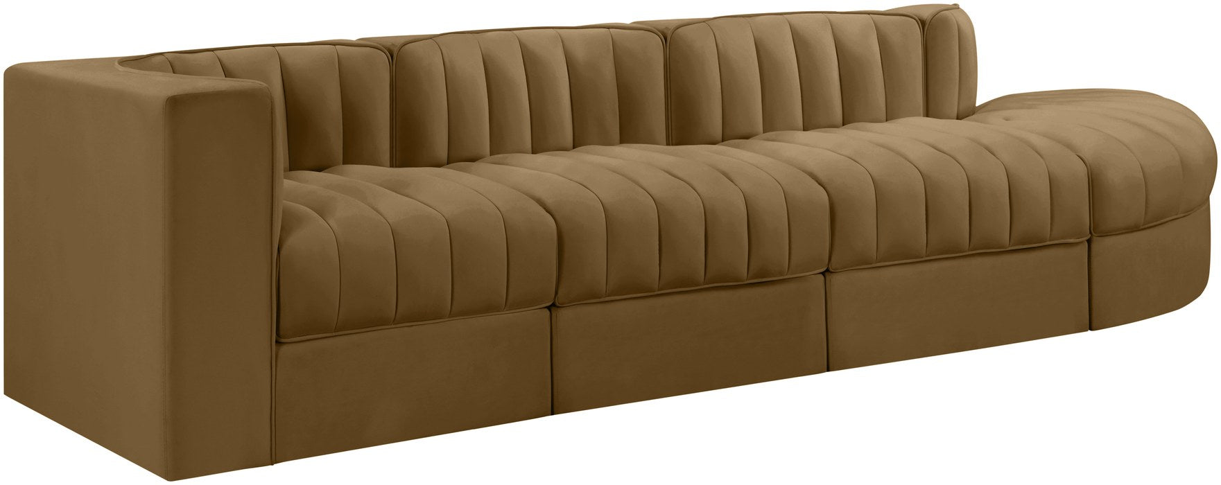 Meridian Furniture - Rummi Saddle Velvet Performance Fabric Upholstered 4pc. Sectional - 660Saddle-Sec4D - GreatFurnitureDeal