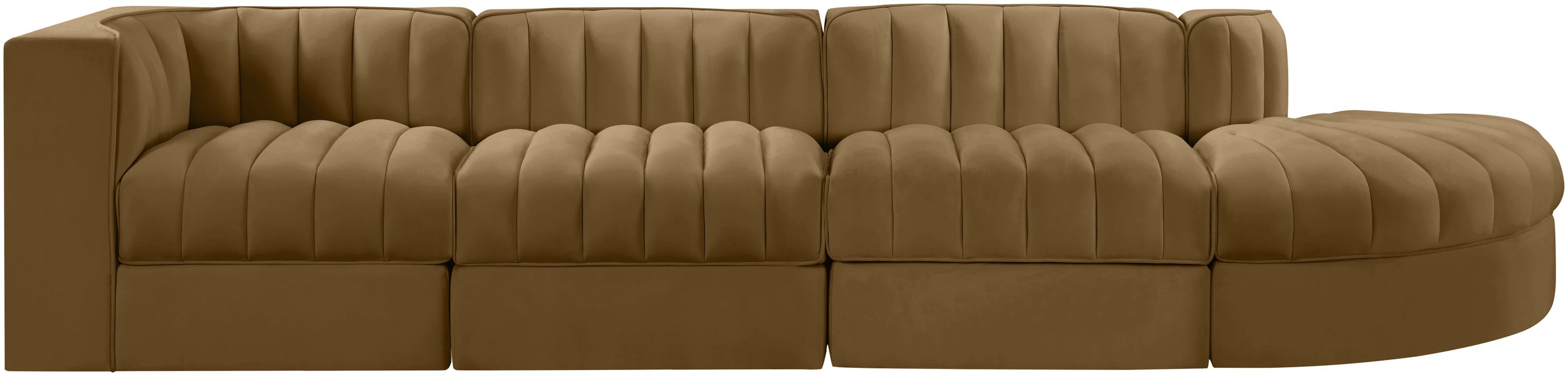 Meridian Furniture - Rummi Saddle Velvet Performance Fabric Upholstered 4pc. Sectional - 660Saddle-Sec4D - GreatFurnitureDeal