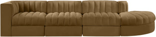 Meridian Furniture - Rummi Saddle Velvet Performance Fabric Upholstered 4pc. Sectional - 660Saddle-Sec4D - GreatFurnitureDeal