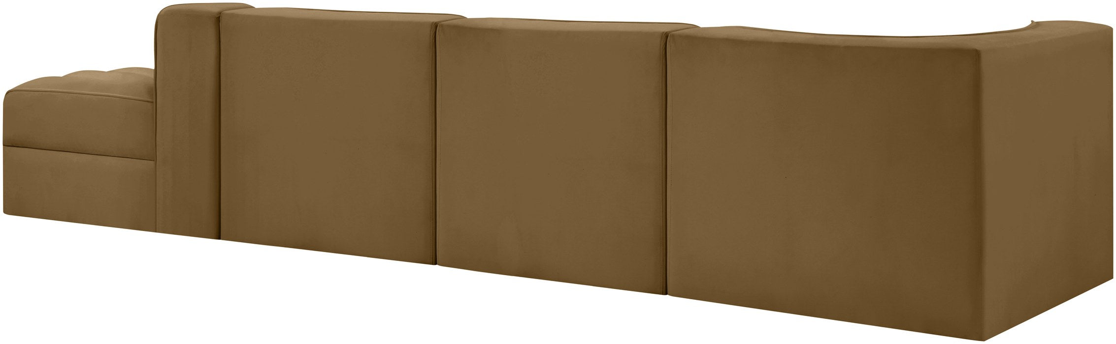 Meridian Furniture - Rummi Saddle Velvet Performance Fabric Upholstered 4pc. Sectional - 660Saddle-Sec4D - GreatFurnitureDeal