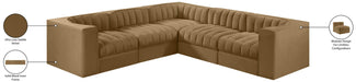 Meridian Furniture - Rummi Saddle Velvet Performance Fabric Upholstered 5pc. Sectional - 660Saddle-Sec5B - GreatFurnitureDeal