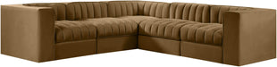 Meridian Furniture - Rummi Saddle Velvet Performance Fabric Upholstered 5pc. Sectional - 660Saddle-Sec5B - GreatFurnitureDeal