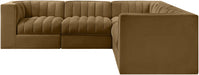 Meridian Furniture - Rummi Saddle Velvet Performance Fabric Upholstered 5pc. Sectional - 660Saddle-Sec5B - GreatFurnitureDeal